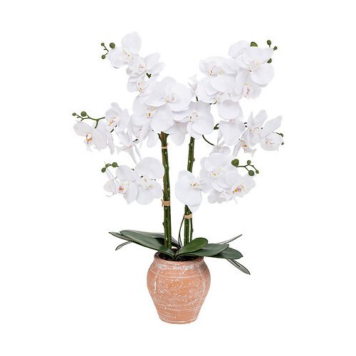 Élethű fehér orchidea kerámia cserépben 65cm