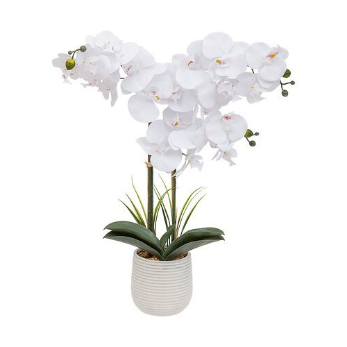 Élethű fehér orchidea fehér kerámia cserépben 60cm