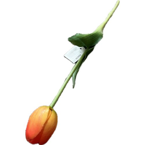 Élethű tapintású tulipán szál 29cm narancs